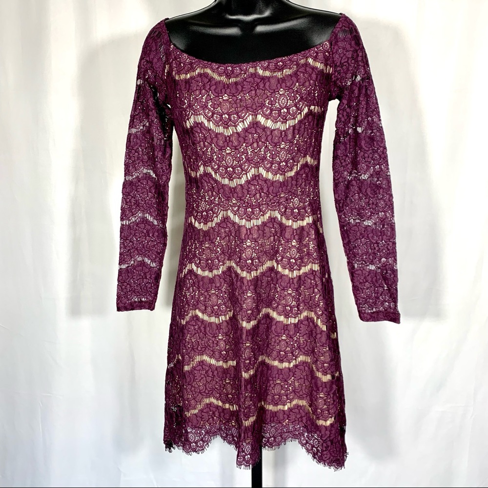 Xhilaration Eyelash Lace Long Sleeve Dress - Picture 14 of 14